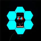 Luminária Hexagonal LED de Parede RGB - Iluminação Personalizável com 13 Cores e Controle Remoto ou Touch - Decora Byte