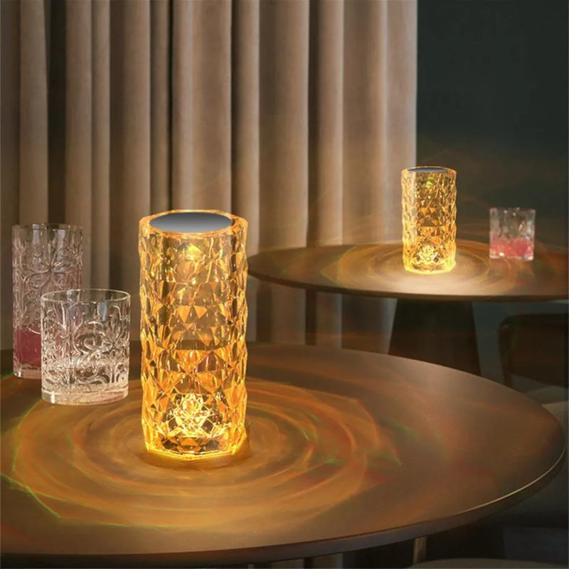 Luminária de Cristal LED com Projetor de 16 Cores - Decoração Elegante e Atmosfera Personalizada - Decora Byte