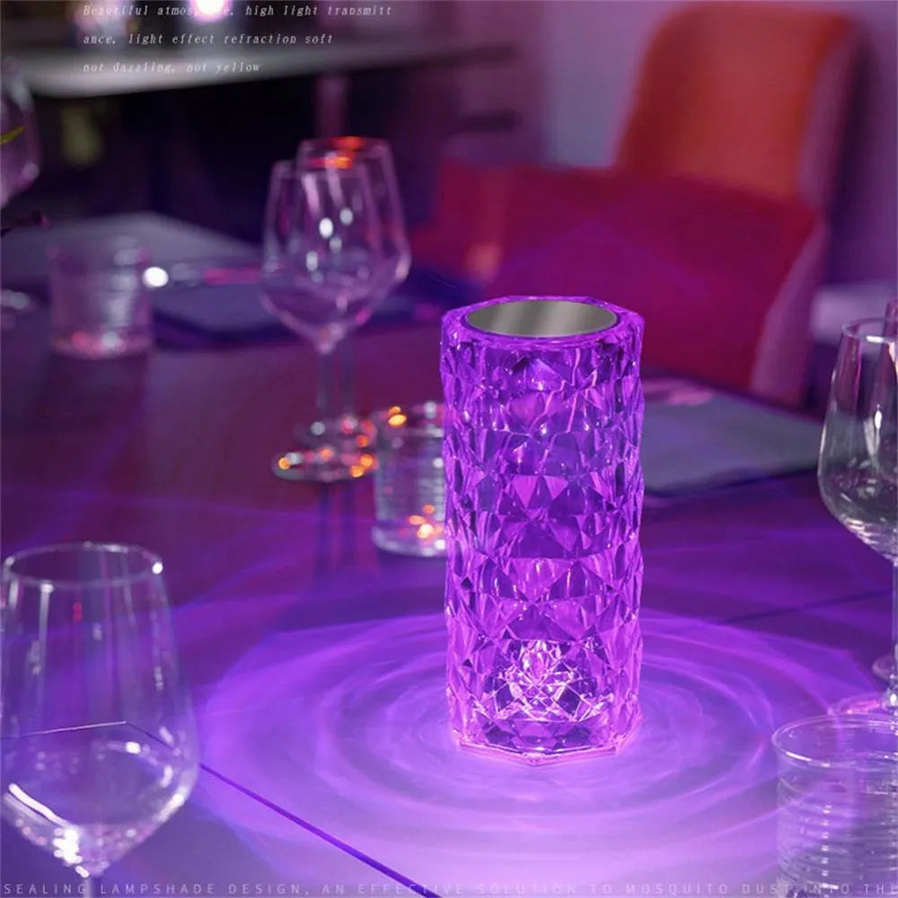 Luminária de Cristal LED com Projetor de 16 Cores - Decoração Elegante e Atmosfera Personalizada - Decora Byte
