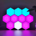 Luminária Hexagonal LED de Parede RGB - Iluminação Personalizável com 13 Cores e Controle Remoto ou Touch - Decora Byte