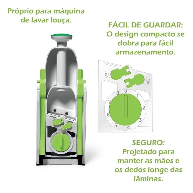 Cortador Profissional ByteChef Slice 5 em 1 - Corta, Fatia, Rala, Espessura Ajustável e Lâminas de Aço Inox - Decora Byte