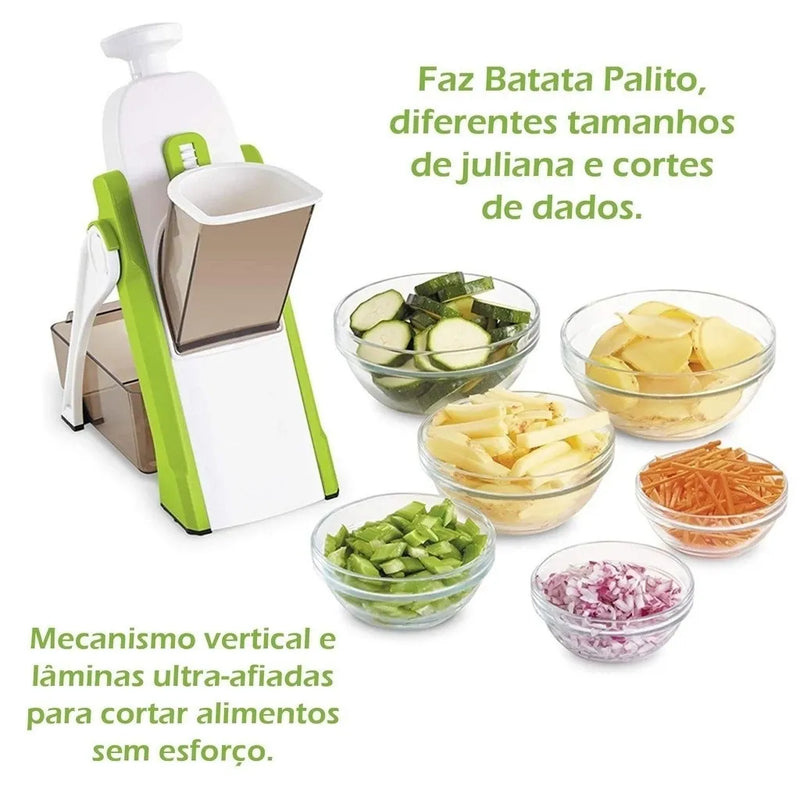 Cortador Profissional ByteChef Slice 5 em 1 - Corta, Fatia, Rala, Espessura Ajustável e Lâminas de Aço Inox - Decora Byte
