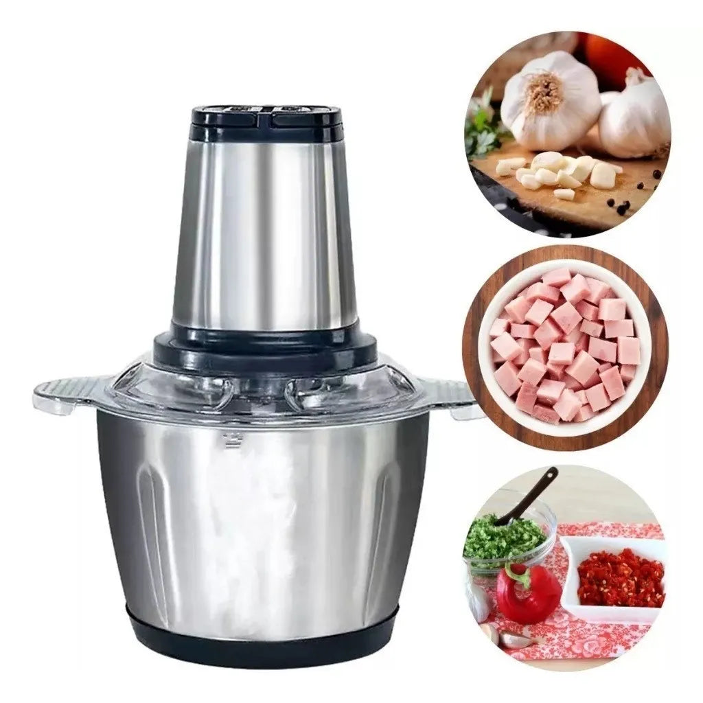Triturador Elétrico de Alimentos 3L Inox – Processador Potente 850W com 4 Lâminas