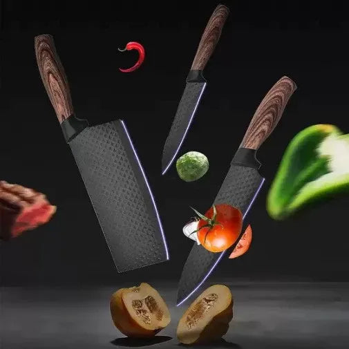 Facas de Aço Inox, Cabos Ergonômicos e Design Elegante para Cortes Precisos - Kit DecoGrill Gourmet 6 em 1 - - Decora Byte