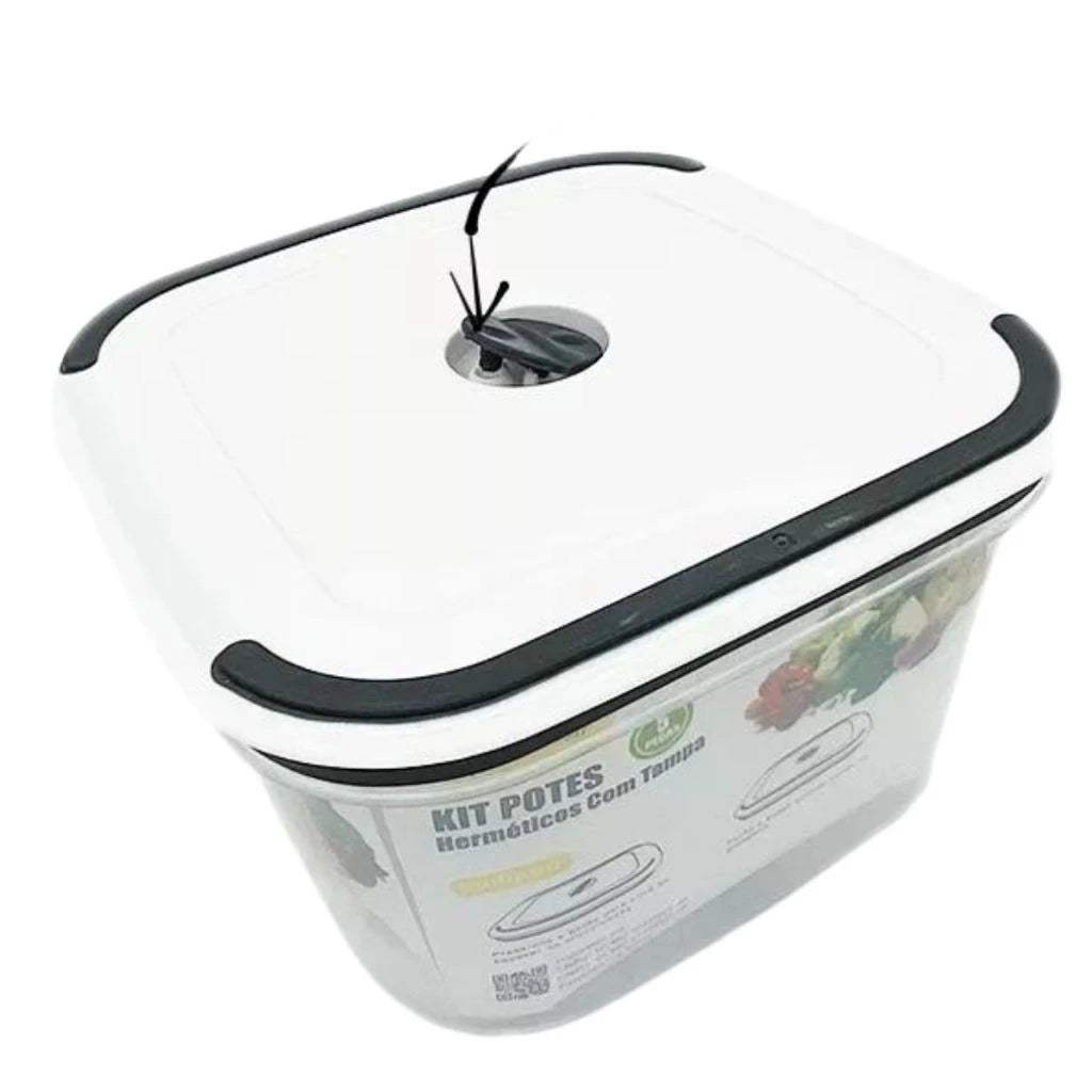 Kit de 5 Potes Herméticos com Vedação a Vácuo – Organização e Frescor Garantidos!