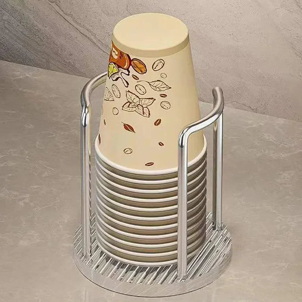 Suporte Organizador de Copos Descartáveis em Aço Inox e Acrílico