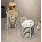 Suporte Organizador de Copos Descartáveis em Aço Inox e Acrílico