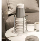 Suporte Organizador de Copos Descartáveis em Aço Inox e Acrílico