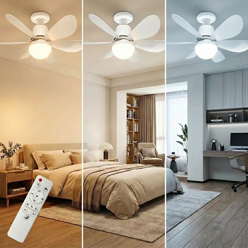 Ventilador de Teto 2 em 1 com Luminária LED e Controle Remoto