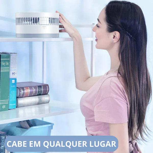 Ventilador Portátil Silencioso e Recarregável com Controle Remoto - Compacto, Dobrável e Econômico - Decora Byte