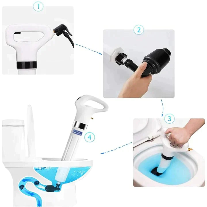 Desentupidor Elétrico para Vasos, Pias e Canos com Bateria Recarregável DrenaBlaster de Alta Pressão - Decora Byte