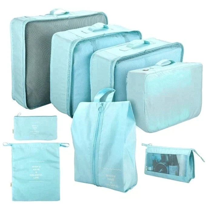 Kit 8 Bolsas Organizadoras à Prova D'Água para Viagem - Otimize o Espaço da Sua Mala com Praticidade - Decora Byte