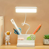 Luminária de Mesa Recarregável para Estudos em LED - Luz Ajustável, Porta USB e Design com Porta-Canetas - Decora Byte