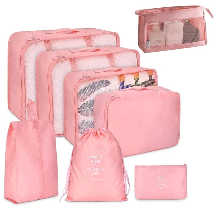 Kit 8 Bolsas Organizadoras à Prova D'Água para Viagem - Otimize o Espaço da Sua Mala com Praticidade - Decora Byte