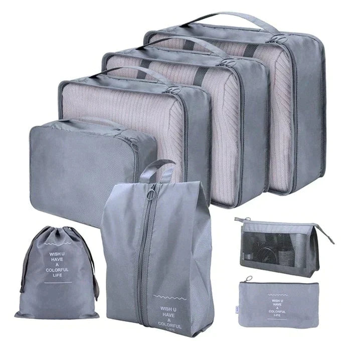 Kit 8 Bolsas Organizadoras à Prova D'Água para Viagem - Otimize o Espaço da Sua Mala com Praticidade - Decora Byte