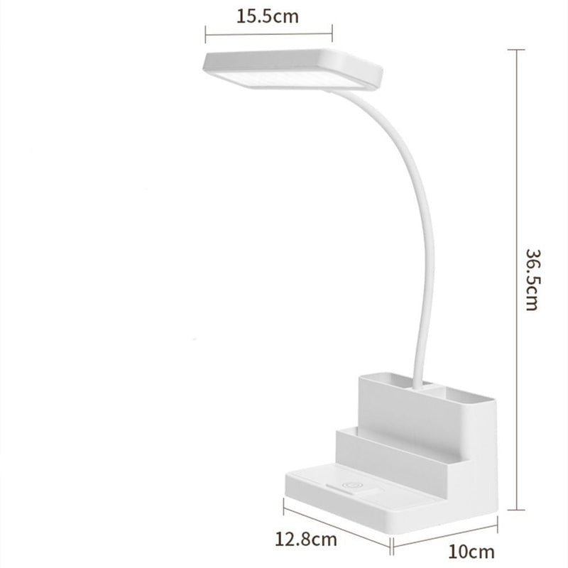 Luminária de Mesa Recarregável para Estudos em LED - Luz Ajustável, Porta USB e Design com Porta-Canetas - Decora Byte