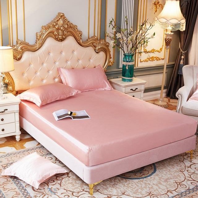 Conjunto LuxPink - Jogo de Lençol em Seda Cetim + Fronhas - Conforto, Estilo e Ajuste Perfeito - Decora Byte