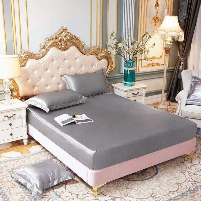 Conjunto LuxPink - Jogo de Lençol em Seda Cetim + Fronhas - Conforto, Estilo e Ajuste Perfeito - Decora Byte